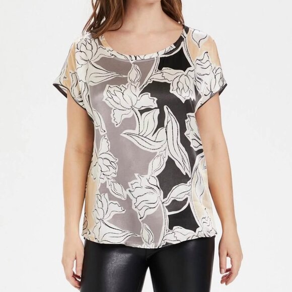 Gorgeous Silver / Cream mix print relaxed blouse. - Picture 1 of 5
